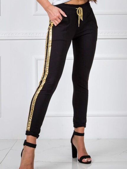 Stylish Women's Elastic Waistband Sweatpants Side Stripe Detail Pockets (166248)