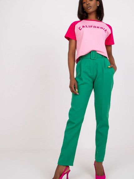 Elegant High Waisted Women's Trousers Zip Button Pockets Belt Included (166884)