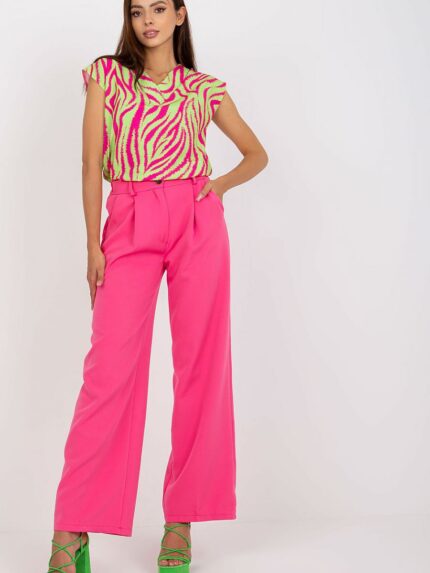 Stylish High Rise Fabric Trousers Zip Button Pockets Versatile Everyday Wear (166966)