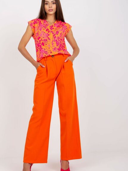 Stylish High-Waisted Fabric Trousers Zip Button Pockets Versatile Everyday Wear (166967)