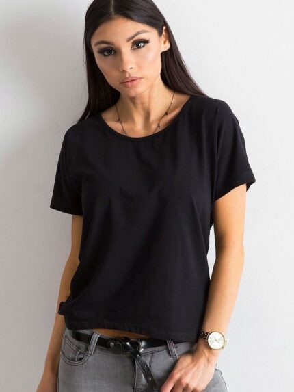 Elegant Womens Back Slit Short Sleeve Round Neck TShirt 167322