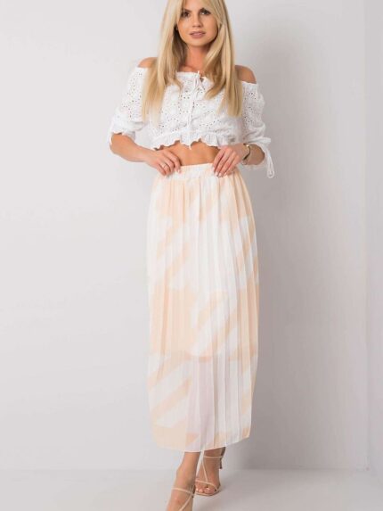 Elegant Pleated Summer Skirt Elastic Waistband Intricate Pattern Perfect Fit (167502)