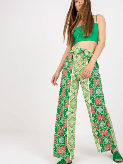 Ultra Comfortable High Waisted Wide Leg Women's Trousers Elastic Waistband (167739)