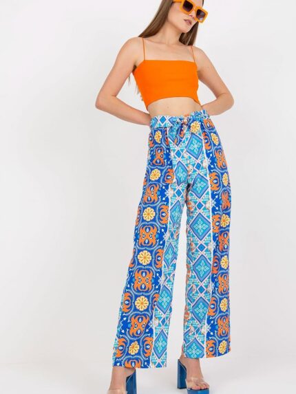 Ultra Comfortable High Waisted Wide Leg Women's Trousers Elastic Waistband (167740)