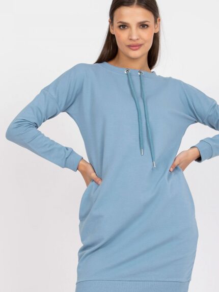 Elegant Long Sleeve Tie-Back Sweatshirt Dress with Side Pockets (167891)