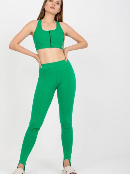 Ultra Comfortable High Waisted Wide Band Green Leggings Versatile Style Essential (167900)