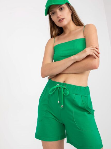 Ultra Soft High Waisted Women's Sweatshorts with Pockets Elastic Waist and Ties (167901)