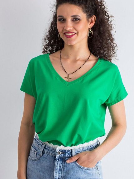Elegant Heart Neckline Short Sleeve Womens TShirt Versatile Style (168493)