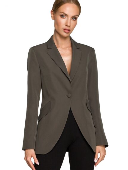Effortlessly Chic Waisted Blazer Slanted Pockets Fully Lined Versatile Style (169958)