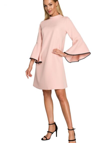 Enchanting A-Line Daydress Ruffled Sleeves Delicate Ribbon Detailing Unlined Feminine Fit (169970)
