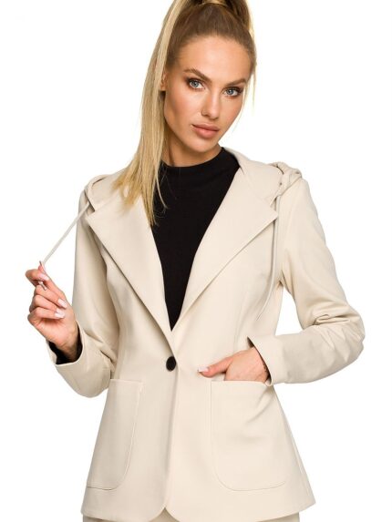 Ultimate Knitted Hooded Jacket Unique Design Fully Lined Two Pockets Single Button Closure (169997)