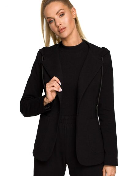 Revolutionary Knitted Jacket Hoodie with Single Button & Pockets Fully Lined Unprecedented Comfort (170000)