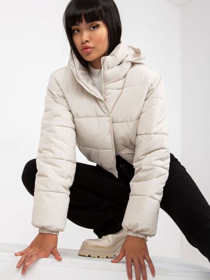 Luxurious Quilted Jacket Warm Cozy Hooded Zip Front Pockets (171753)