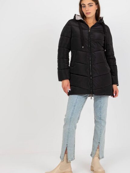 Ultra Warm Reversible Quilted Womens Hooded Zipper Jacket with Pockets (172618)