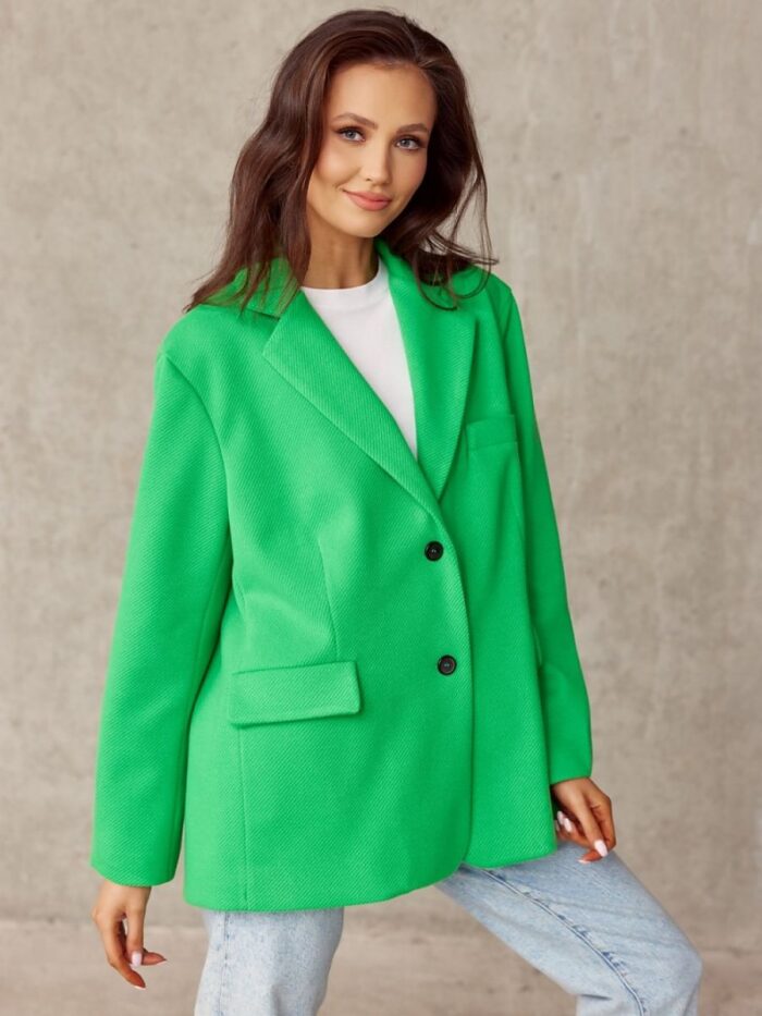 Elegant Polish Made Voluminous Jacket Long Sleeves Side Button Cuffs Impeccable Style (176696) lomora.store