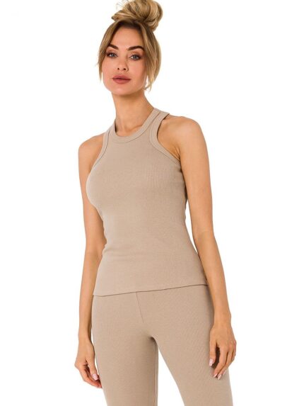 Stunning Ribbed Deep Cutout Top Sexy Back Style Fashionable Versatile Outfit (177578)