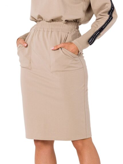 Ultra Cozy Knit Sweatshirt Skirt Pockets Elastic Waistband Perfect Comfort (177613)