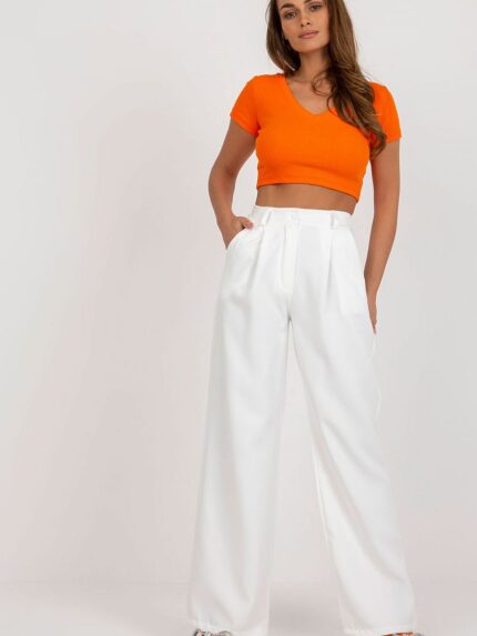 Elegant High Waisted Pleated Trousers with Pockets and Secure Closure (179678)