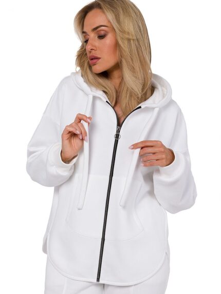 Luxury Polish Knitted Zipper Sweatshirt Long Sleeves Extended Back Kangaroo Pocket (184713)