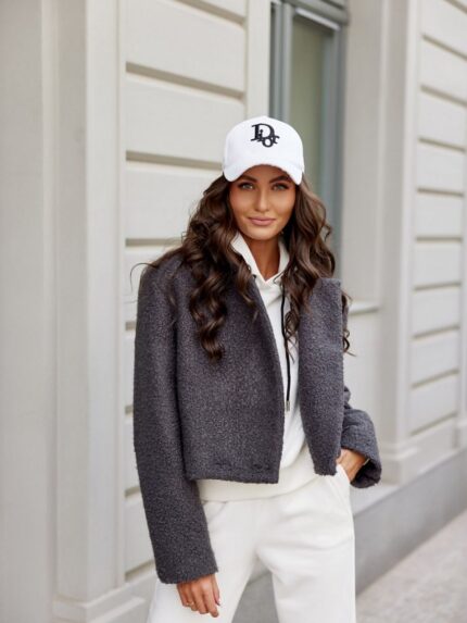 Elegant Polish Made Autumn Jacket Long Sleeves Fully Lined Warm Two Button Closure (185059)