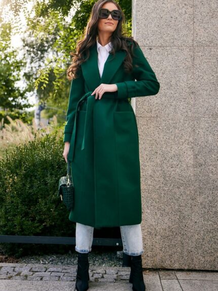 Elegant Warm Wool Tied Coat Classic Cut Multiple Colors Polish Made (185981)