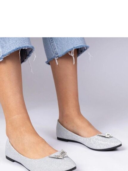 Gemre Silver Glitter Butterfly Ballerina Flats Elegant Comfort Style Luxury Footwear (210943)