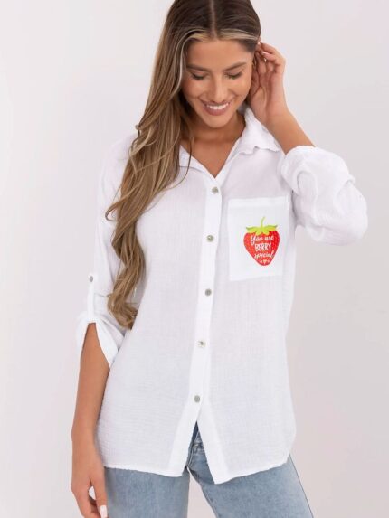 Effortlessly Chic Long Sleeve Cotton Shirt Women's Casual Top Perfect Everyday Wear (212062)