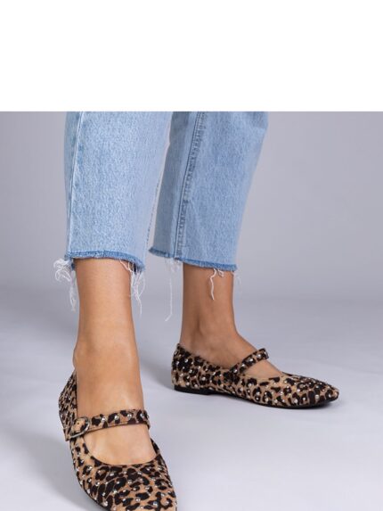 Gemre Salos Panther Print Ballerina Flats Studded Buckle Luxury Comfort Style (212431)