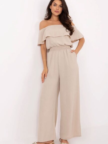 Effortless Elegance Versatile Viscose Jumpsuit Spanish Neckline Ruffles  (213051)