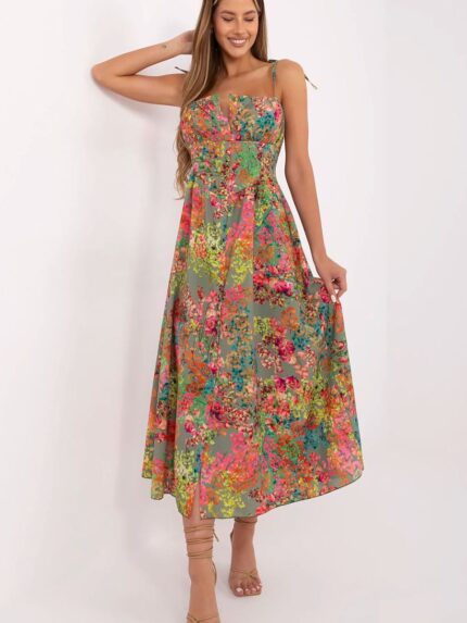 Stunning Floral Midi Dress Comfortable Fit Perfect Silhouette (213230)