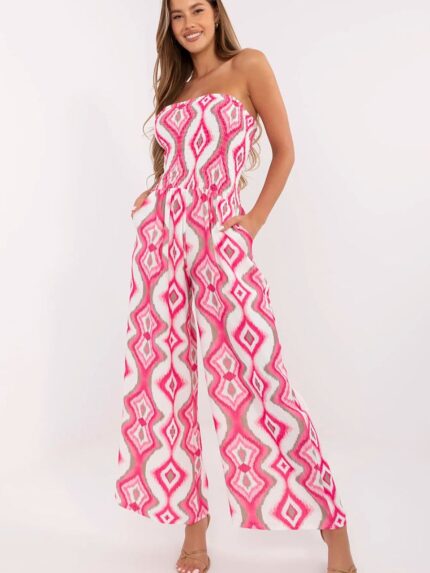 Effortless Chic Viscose Jumpsuit Geometric Print Breathable Summer Wear (213243)