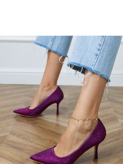 Sparkling Crystal Purple Pumps Elegant High Heels for All Occasions (213354)