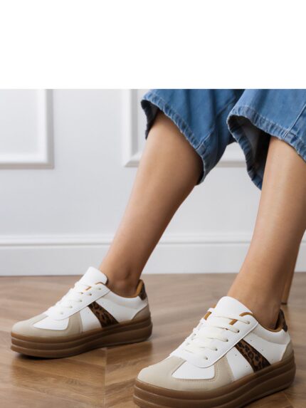 Unleash Your Inner Predator Trendy Leopard Print Eco-Leather Platform Sneakers (213363)