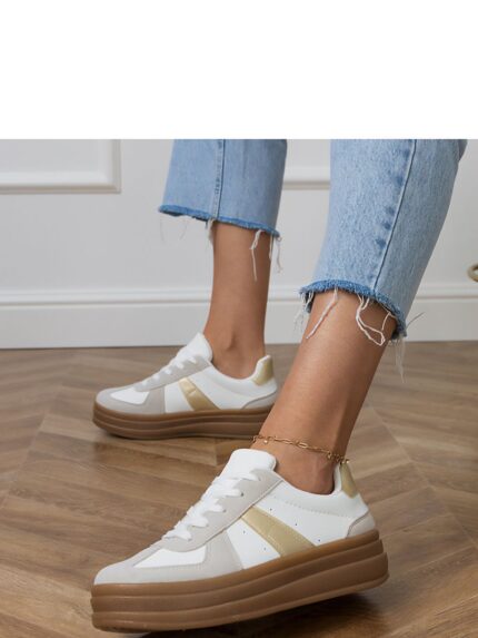 Trendy Leopard Strap Eco-Leather Platform Sneakers Urban Comfort Style (213366)