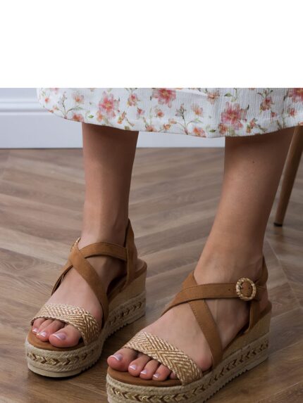 Women's Espadrille Sandals Eco Leather Stylish Summer Comfort Buckle Heel Elegant Shoes (213534)