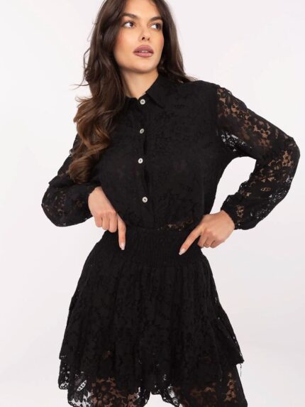 Boho Lace Shirt and Ruffled Skirt Set Elegant Women's Outfit for All Occasions (213615)