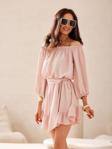 Giulia Dress Spanish Neckline Summer Charm Airy Above Knee Feminine Roco Fashion (213625)