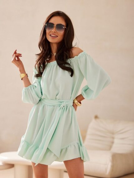 Giulia Dress Spanish Neckline Summer Charm Airy Feminine Lightness Elegant Romantic Roco Fashion (213626)