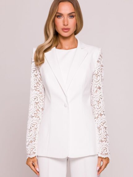 Elegant Lace Sleeve Blazer Designed and Made in Poland Perfect for Formal and Casual Looks (213669)