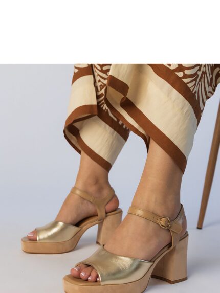 Golden Stiletto Sandals Aralia Gemre Womens Elegant High Heel Shoes Glamour Comfort (214002)