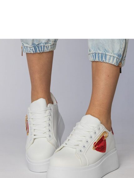 Gemre White Sneakers Red Heart Stylish Comfort Shoes Perfect for Women's Fashion Outfits (214016)