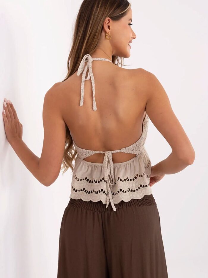 Boho Chic Knit Top Summer Style Lightweight Lace Natural Cotton Adjustable Straps Perfect Fit (214027) - Image 3