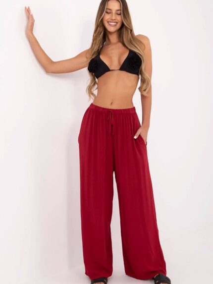 Women's Palazzo Pants: High Waist Wide Leg Viscose Trousers Comfortable Italian Style (214045)