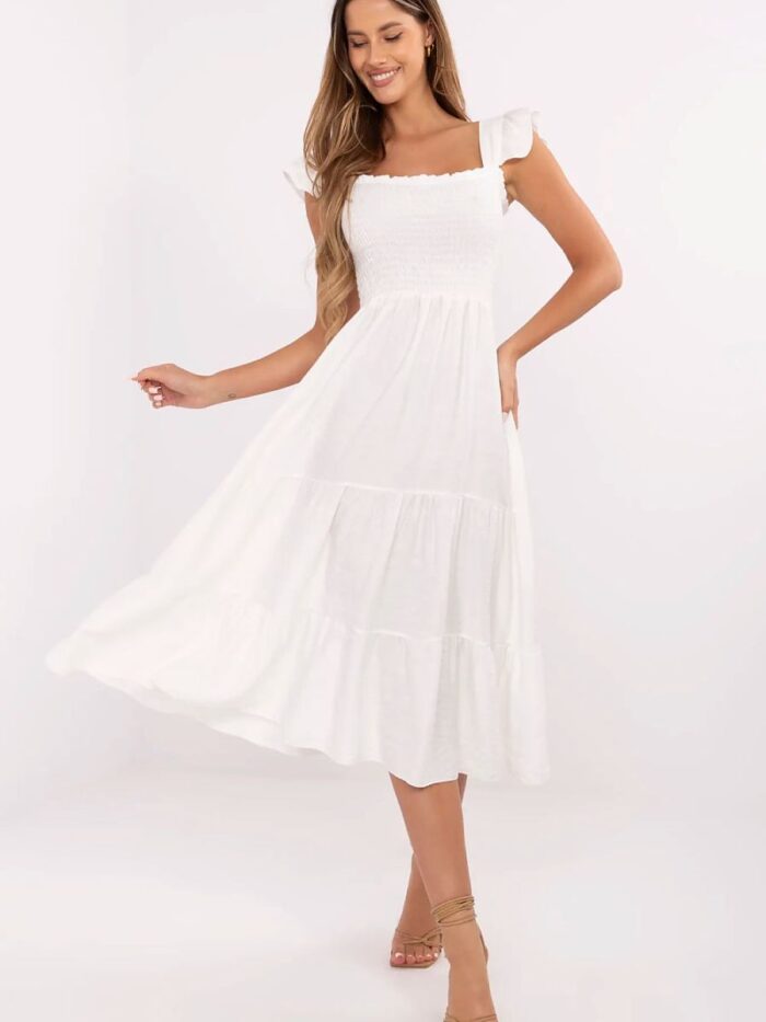 Flirty Flared Summer Dress Viscose Nylon Blend Effortless Chic Rectangle Neckline Perfect for Warm Days (214074) - Image 1