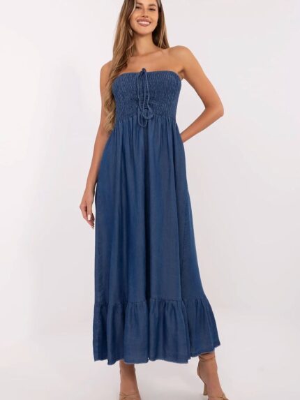 Flared Lyocell Maxi Dress: Feminine Summer Style Breathable Comfort Perfect Fit Versatile (214298)