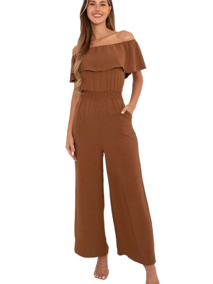 Elegant Women's Jumpsuit Spanish Neckline Viscose Blend Versatile Style Perfect for Any Occasion (214301)
