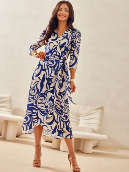 Elegant Midi Dress Chic Feminine Design Polish Made Perfect for Weddings and Special Occasions (214541)
