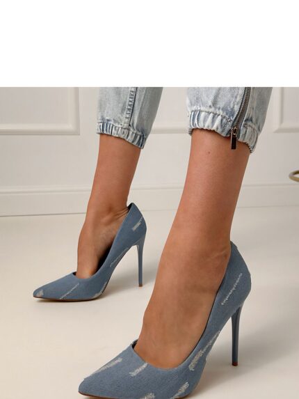 Denim Stilettos Elegant Cut Slimming Pointed Toe High Heel Urban Chic Style (214620)