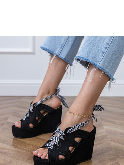 Ecological Suede Sandals High Platform Lift Stylish Lacing Summer Comfort Fashionable Footwear Casual Elegant (214638)
