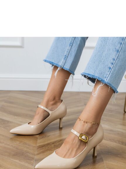 Elegant Synthetic Leather High Heels Pointed Toe Buckle Closure Comfortable Insole Perfect for Any Occasion (214641)